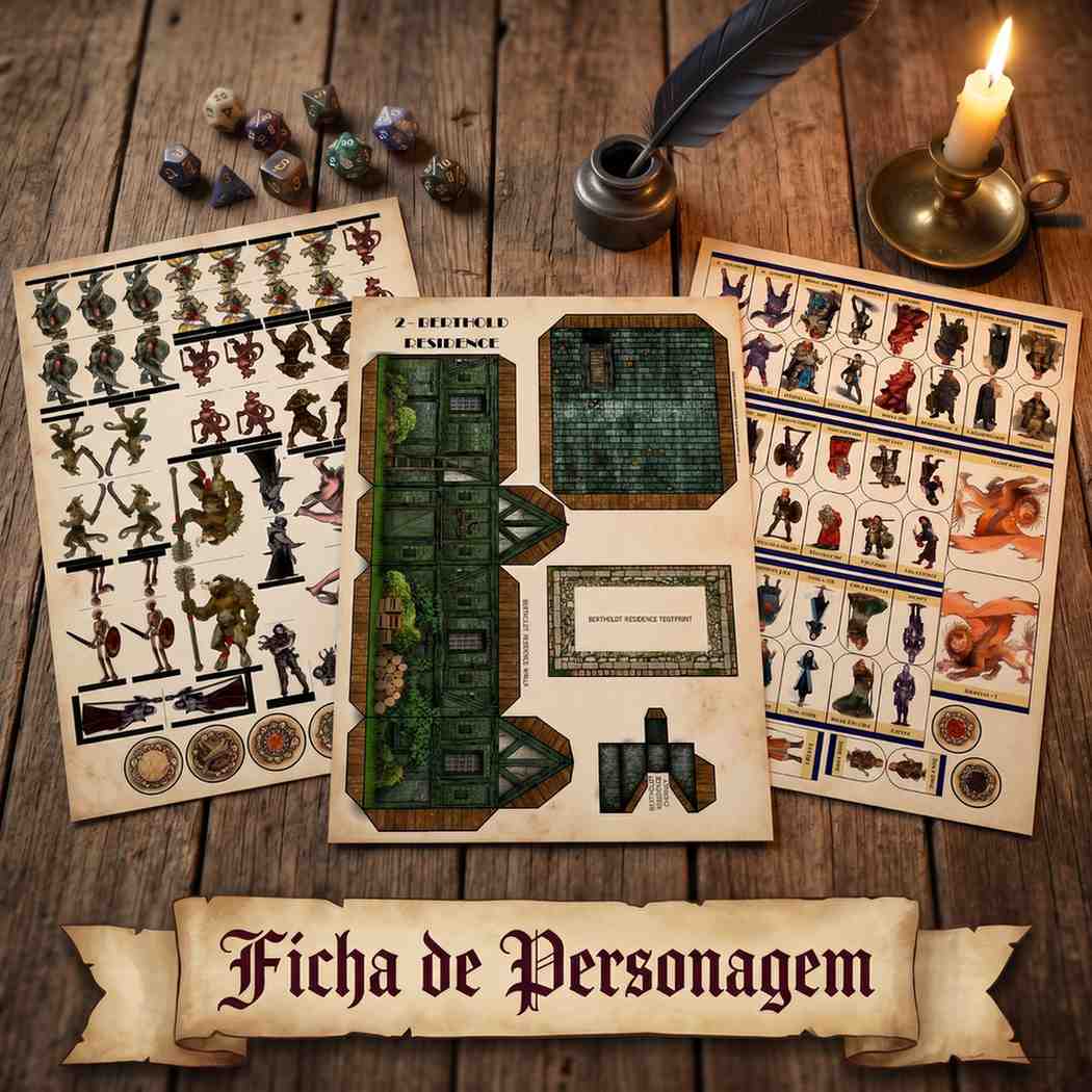 Ficha de personagem impressa — pronta para preencher